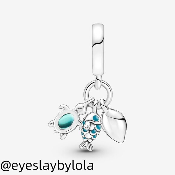 Pandora Fish, Sea Turtle & Conch Triple Dangle Charm - Picture 4 of 6